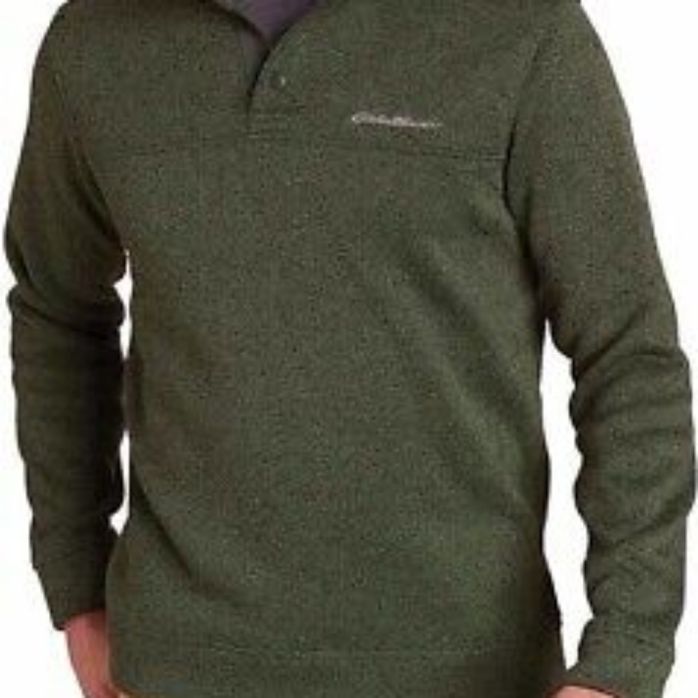 EDDIE BAUER Radiator Fleece Quarter Snap Pullover Hunter Green Mens M
